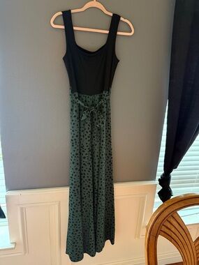SHEIN Black and Green Ribbed pantsuit.